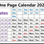 One Page Calendar Template 2021