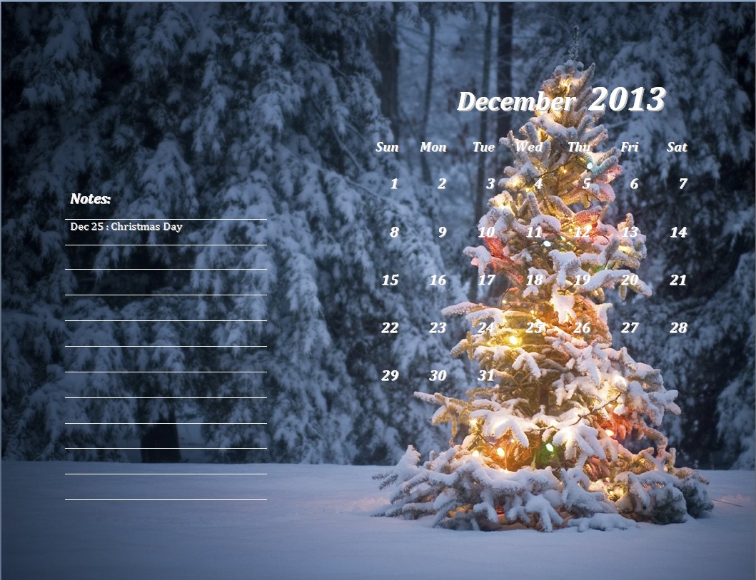 December 2013 Calendar Template