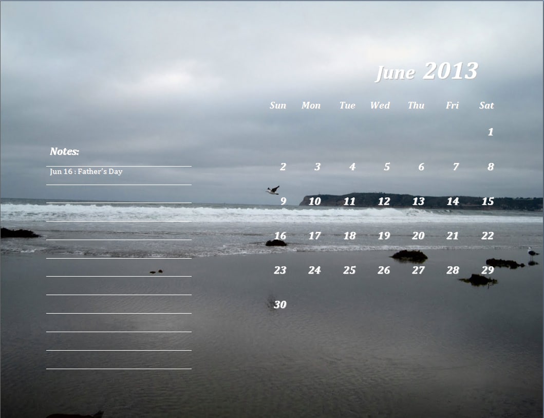 June 2013 Calendar Template