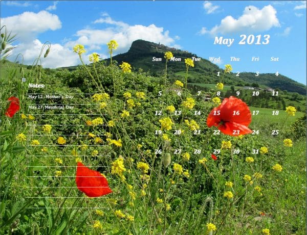 May 2013 Calendar Template