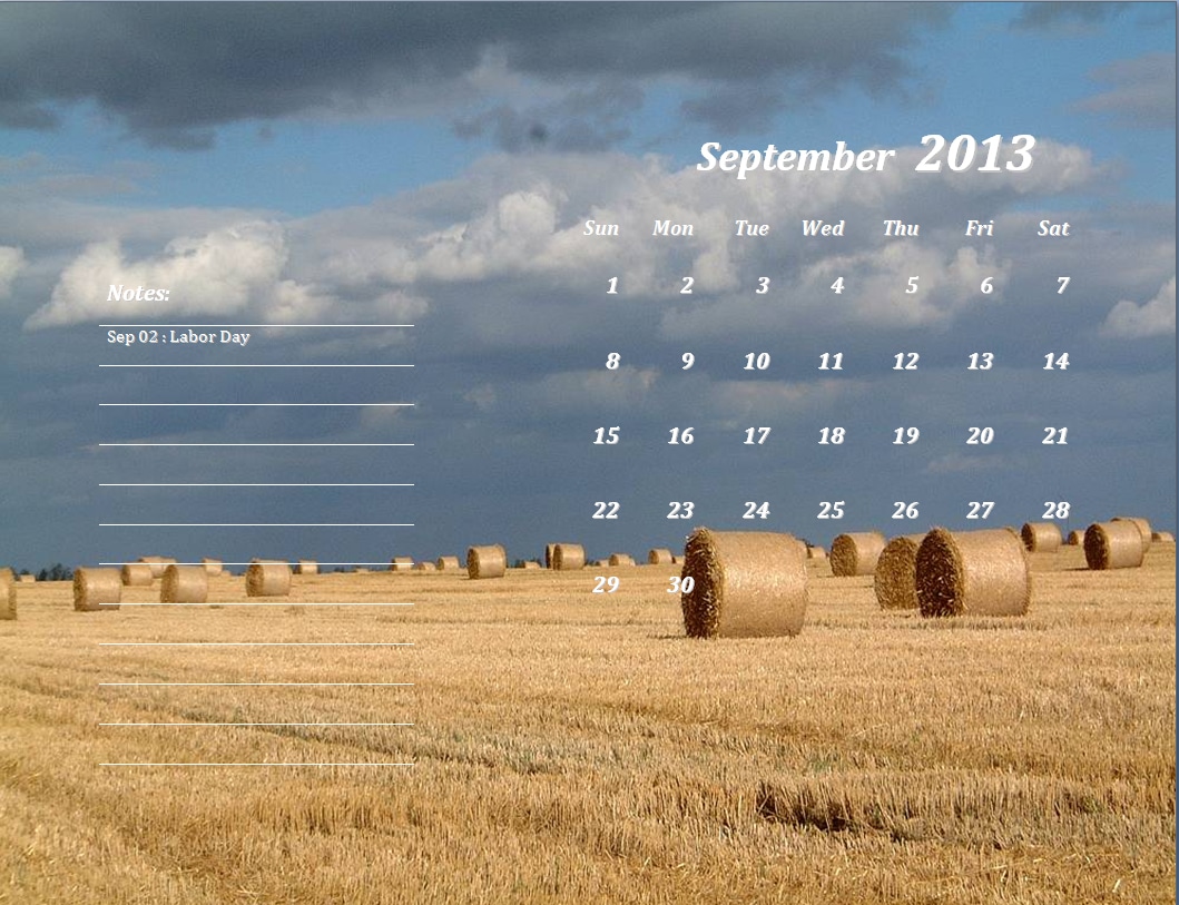 September 2013 Calendar Template